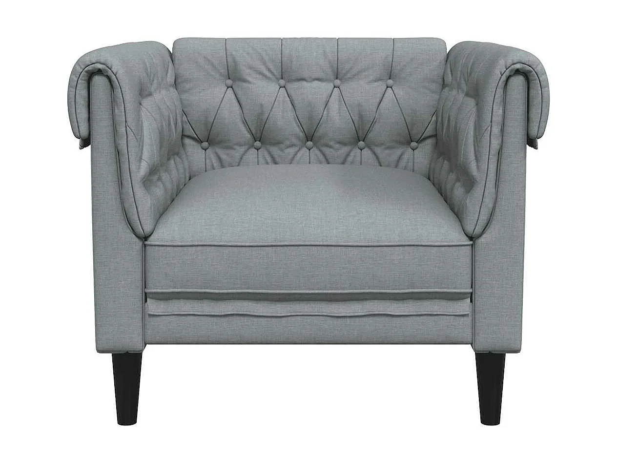 Fauteuil Chesterfield gris clair tissu