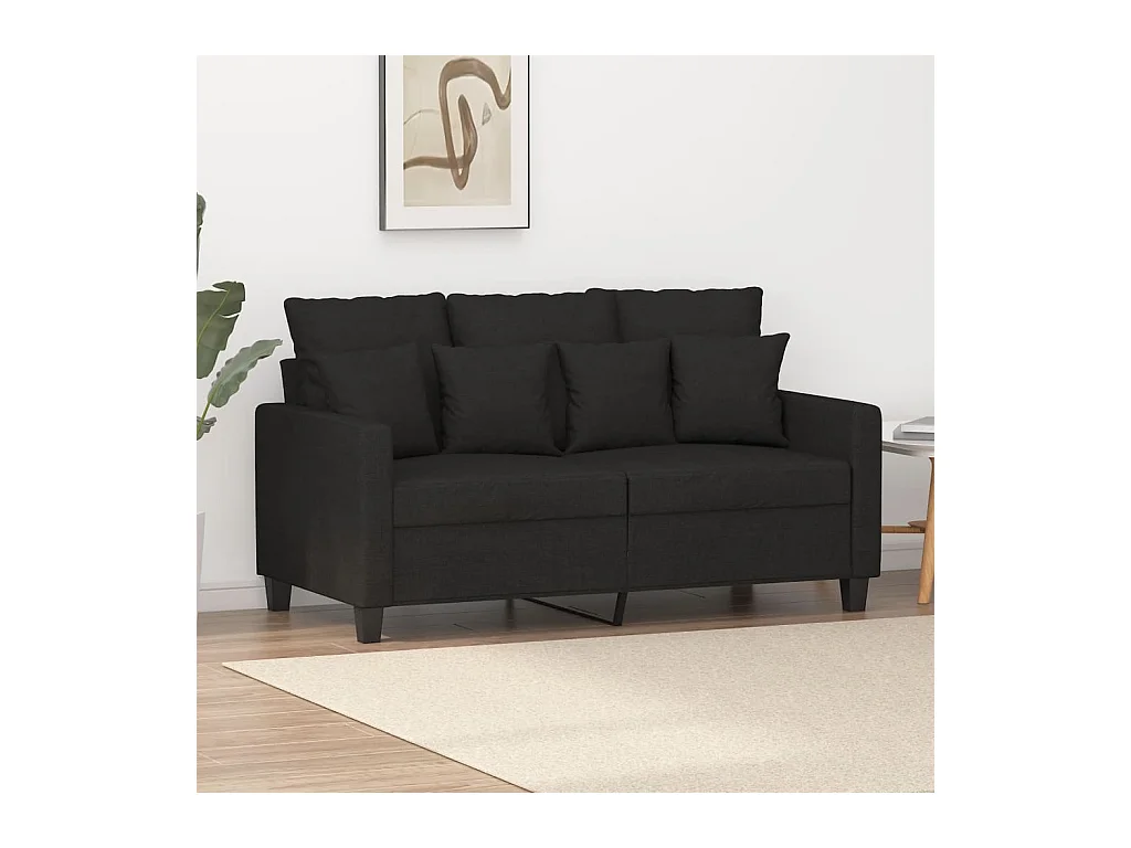 Canapé à 2 places Noir 120 cm Tissu