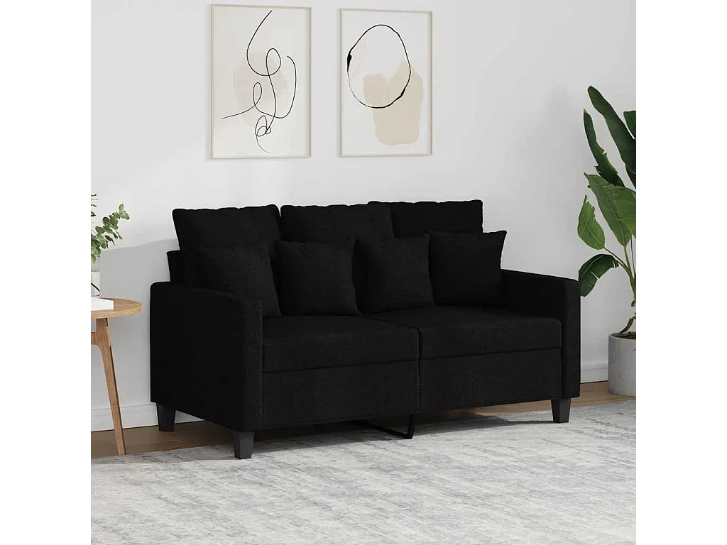 Canapé à 2 places Noir 120 cm Tissu