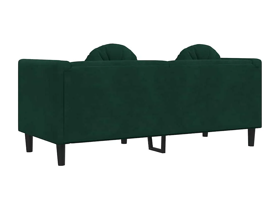 Canapé avec coussins 2 places vert foncé velours