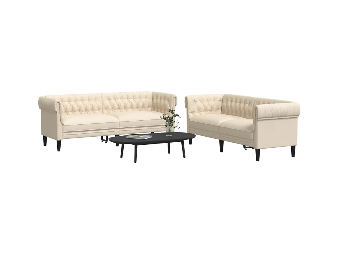 Ensemble de canapés 2 pcs crème tissu