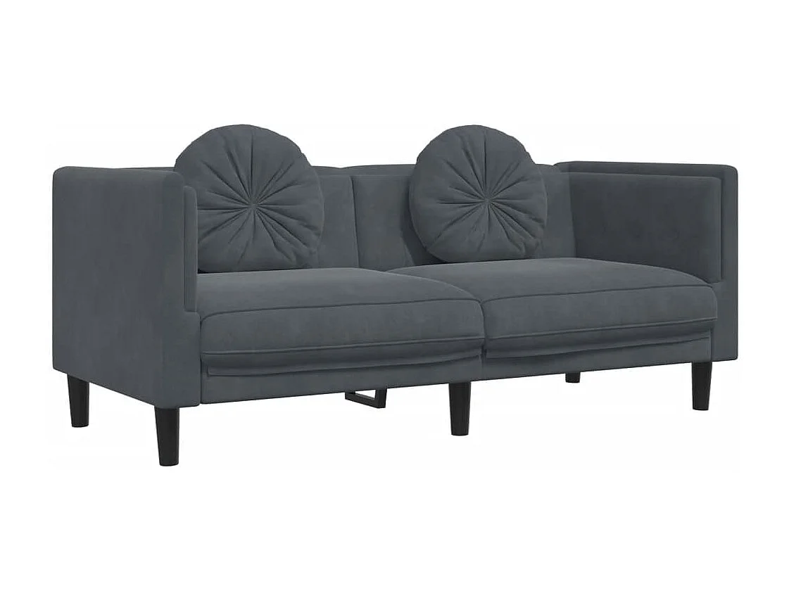 Ensemble de canapés 2 pcs avec coussins gris foncé velours