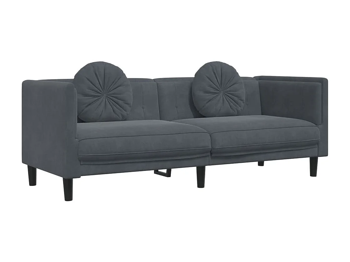 Ensemble de canapés 2 pcs avec coussins gris foncé velours