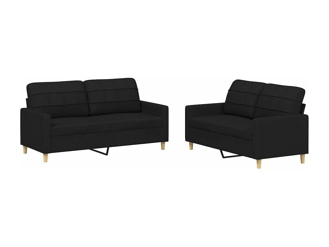 Ensemble de canapés 2 pcs avec coussins Noir Tissu