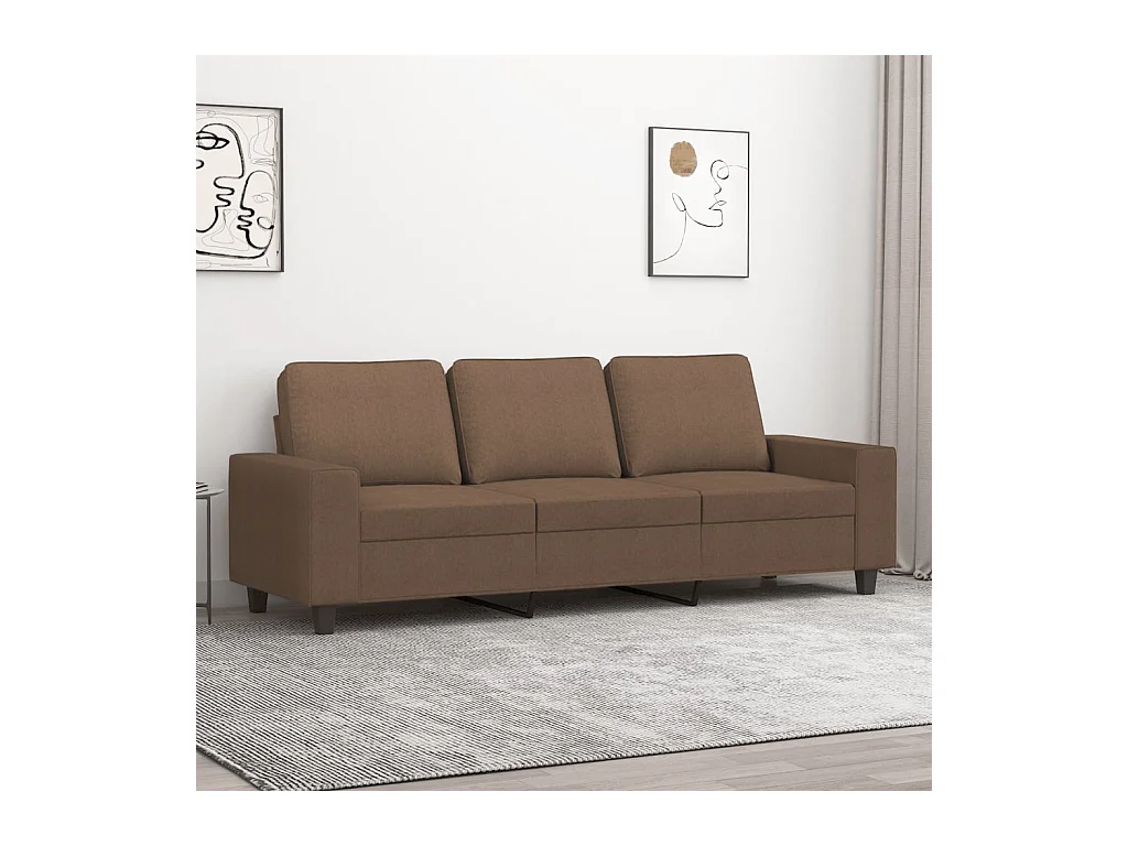 Canapé à 3 places Marron 180 cm Tissu