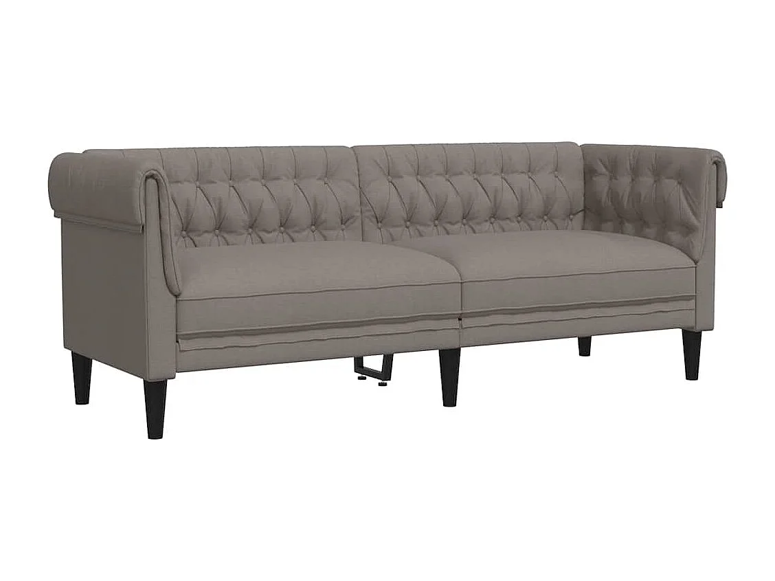 Canapé Chesterfield 3 places taupe tissu