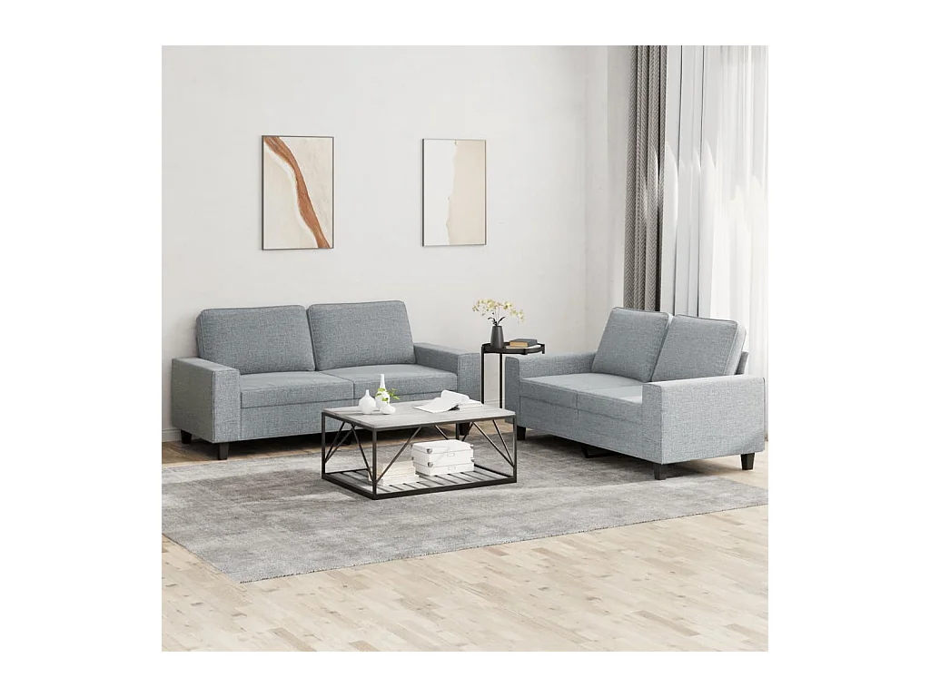 2-delige Loungeset stof lichtgrijs