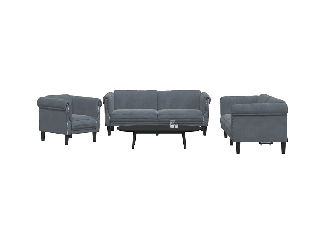 Ensemble de canapés 3 pcs gris foncé velours