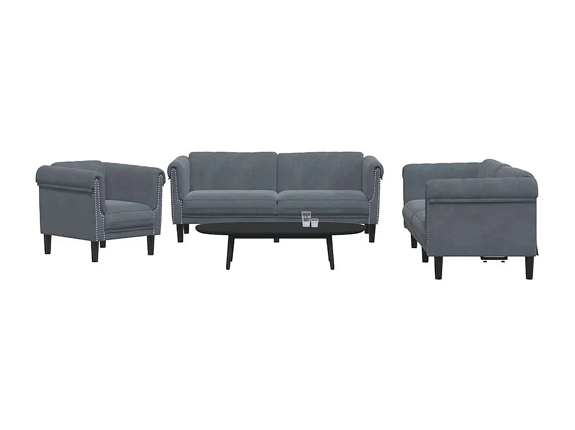 Ensemble de canapés 3 pcs gris foncé velours