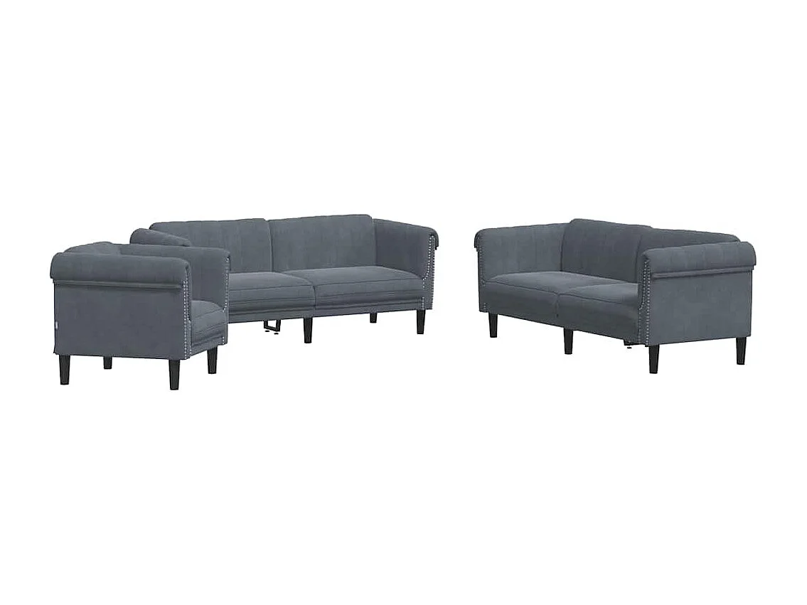Ensemble de canapés 3 pcs gris foncé velours