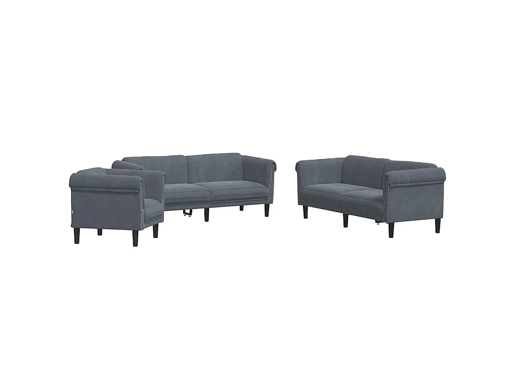 Ensemble de canapés 3 pcs gris foncé velours