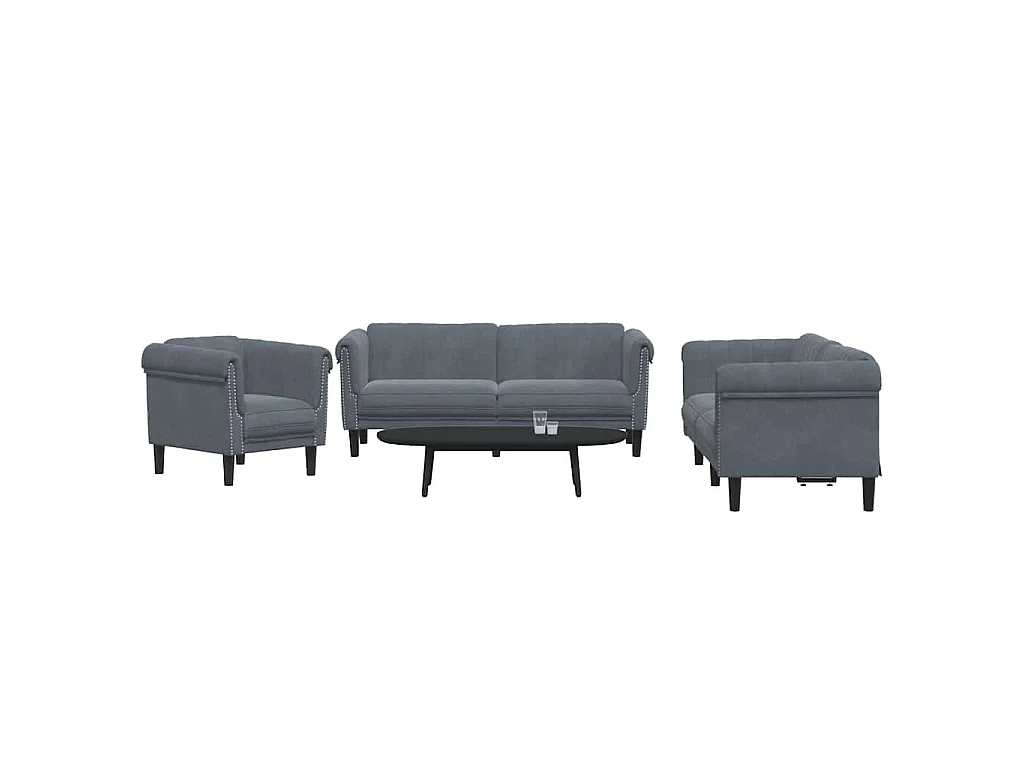 Ensemble de canapés 3 pcs gris foncé velours