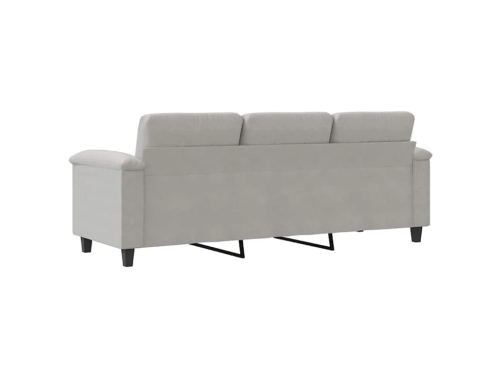 Divano a 3 Posti Grigio Chiaro 180 cm in Tessuto Microfibra