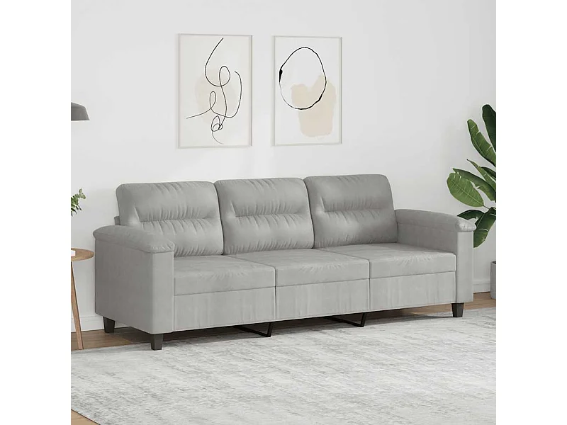 Canapé à 3 places Gris clair 180 cm Tissu microfibre