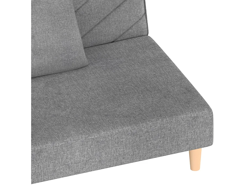 Schlafsofa 2-Sitzer mit 2 Kissen Hellgrau Stoff