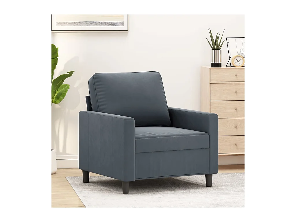 Fauteuil Gris foncé 60 cm Velours