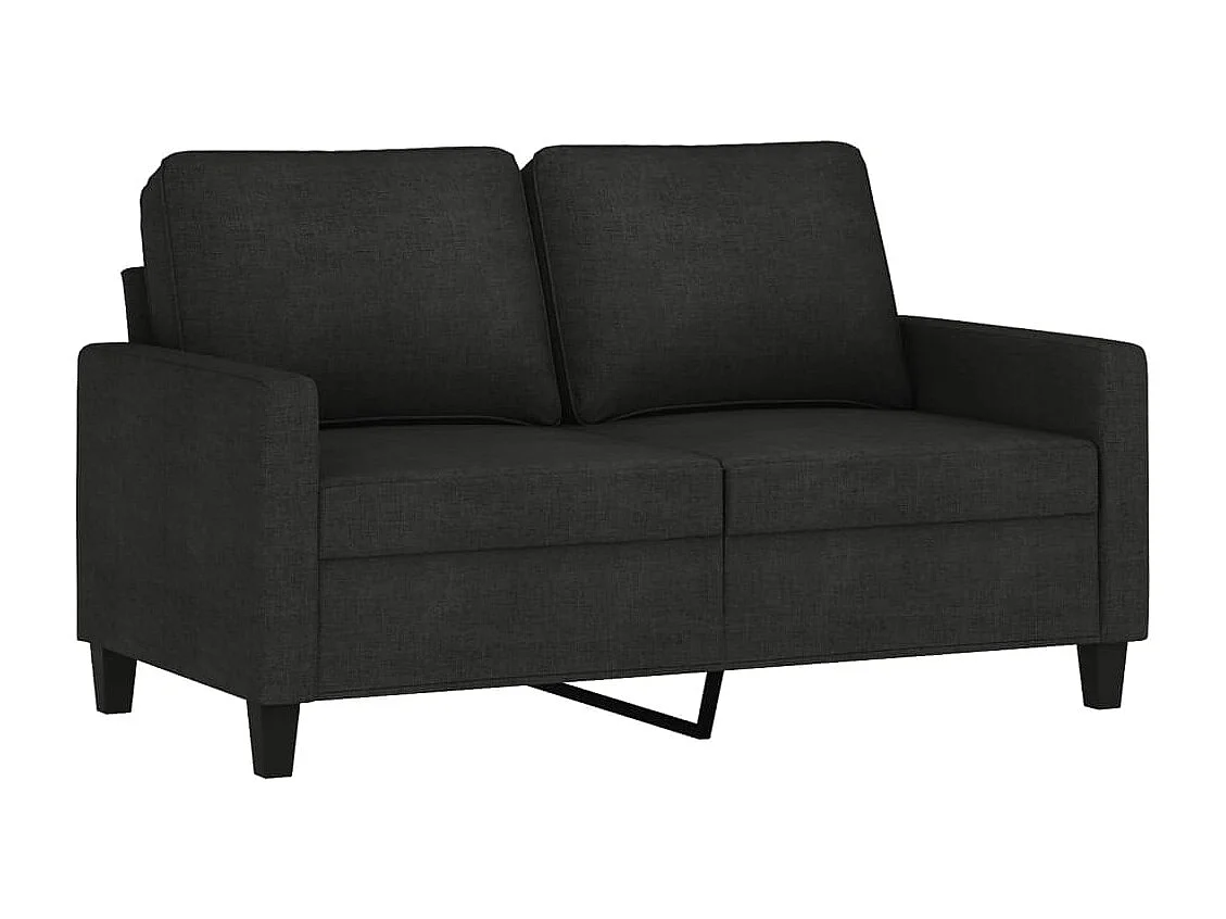 2-tlg. Sofagarnitur mit Kissen Schwarz Stoff