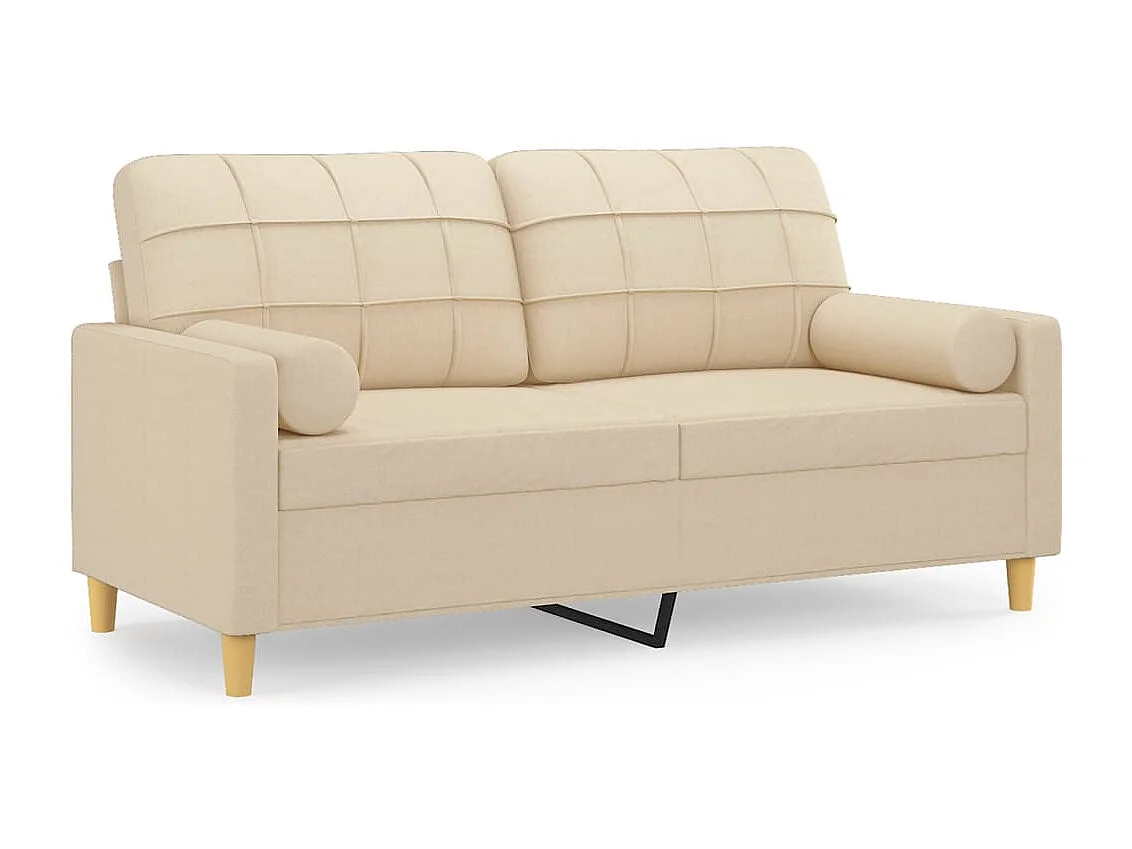 2-Sitzer-Sofa mit Zierkissen Creme 140 cm Stoff