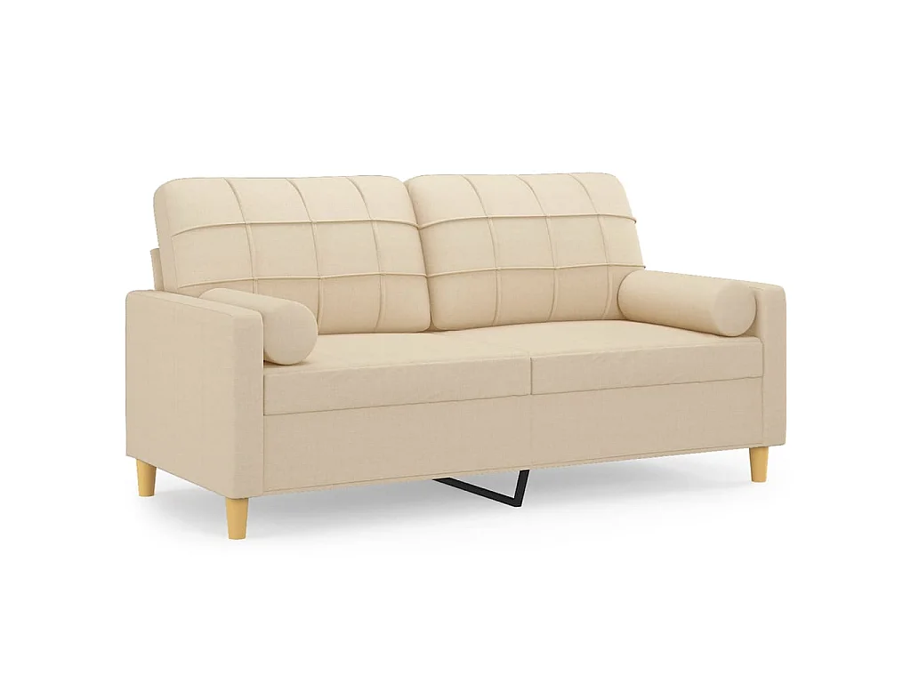 Canapé 2 places avec oreillers décoratifs crème 140 cm tissu