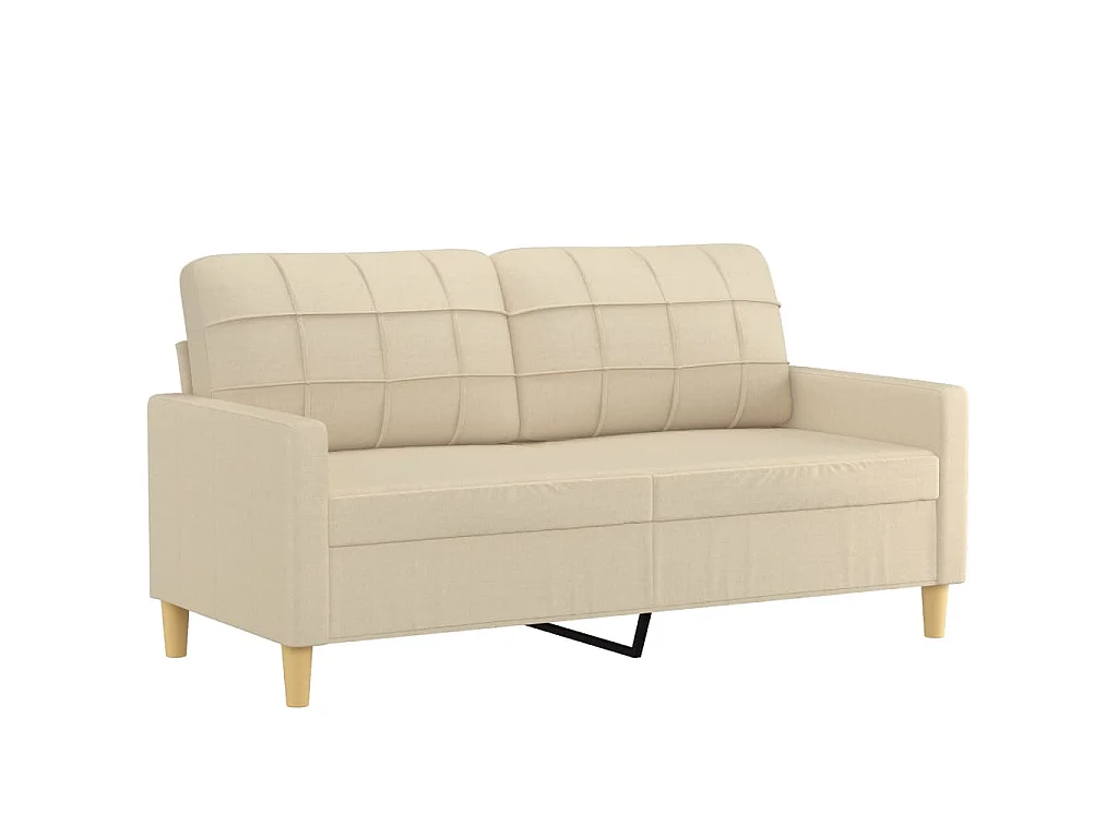 Canapé 2 places avec oreillers décoratifs crème 140 cm tissu