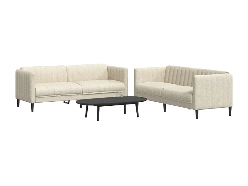 2-tlg. Sofagarnitur Creme Stoff