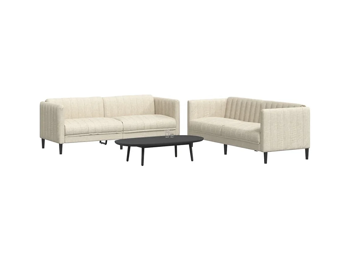 2-tlg. Sofagarnitur Creme Stoff