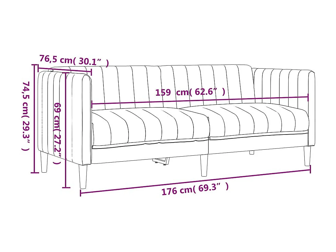 2-delige Loungeset stof crèmekleurig
