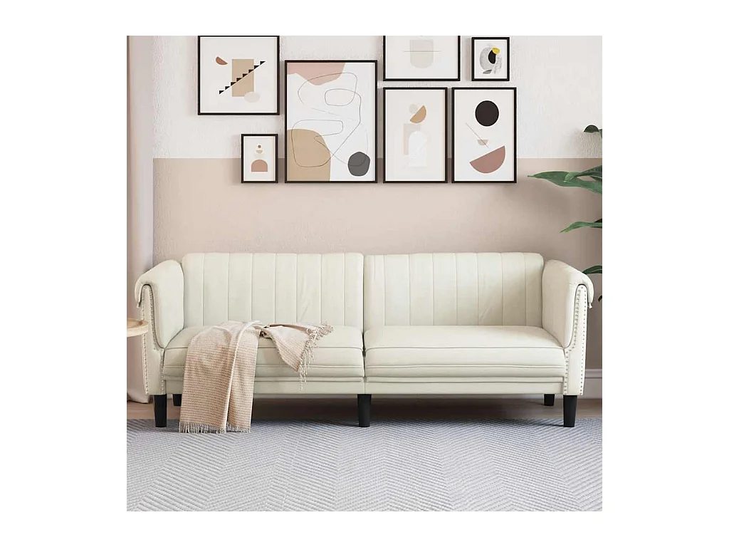 Sofa 3-Sitzer Creme Samt