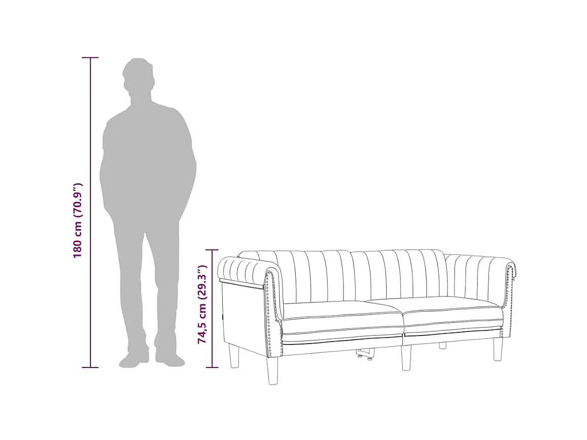 Sofa 3-Sitzer Creme Samt