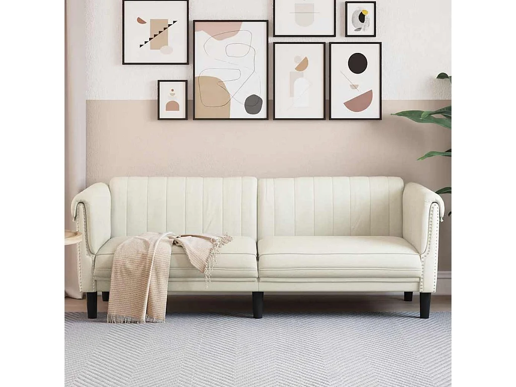 Sofa 3-Sitzer Creme Samt