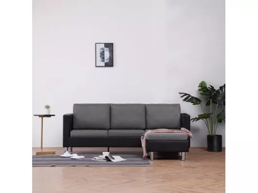 Kauf Unique 3-Sitzer-Sofa mit Kissen Schwarz Kunstleder