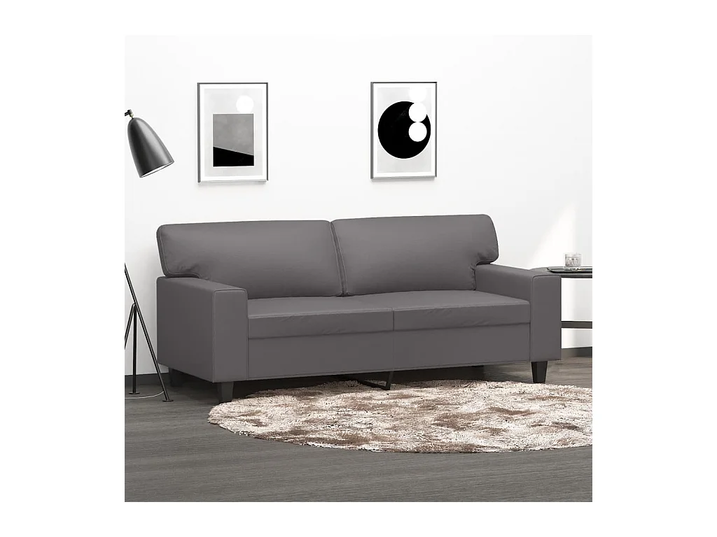 Divano a 2 Posti Grigio 140 cm in Similpelle