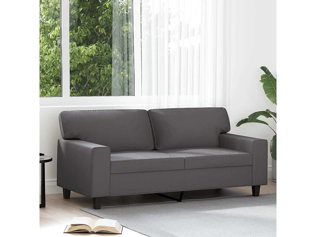 2-Sitzer-Sofa Grau 140 cm Kunstleder