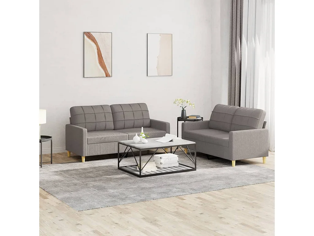 Ensemble de canapés 2 pcs avec coussins Taupe Tissu