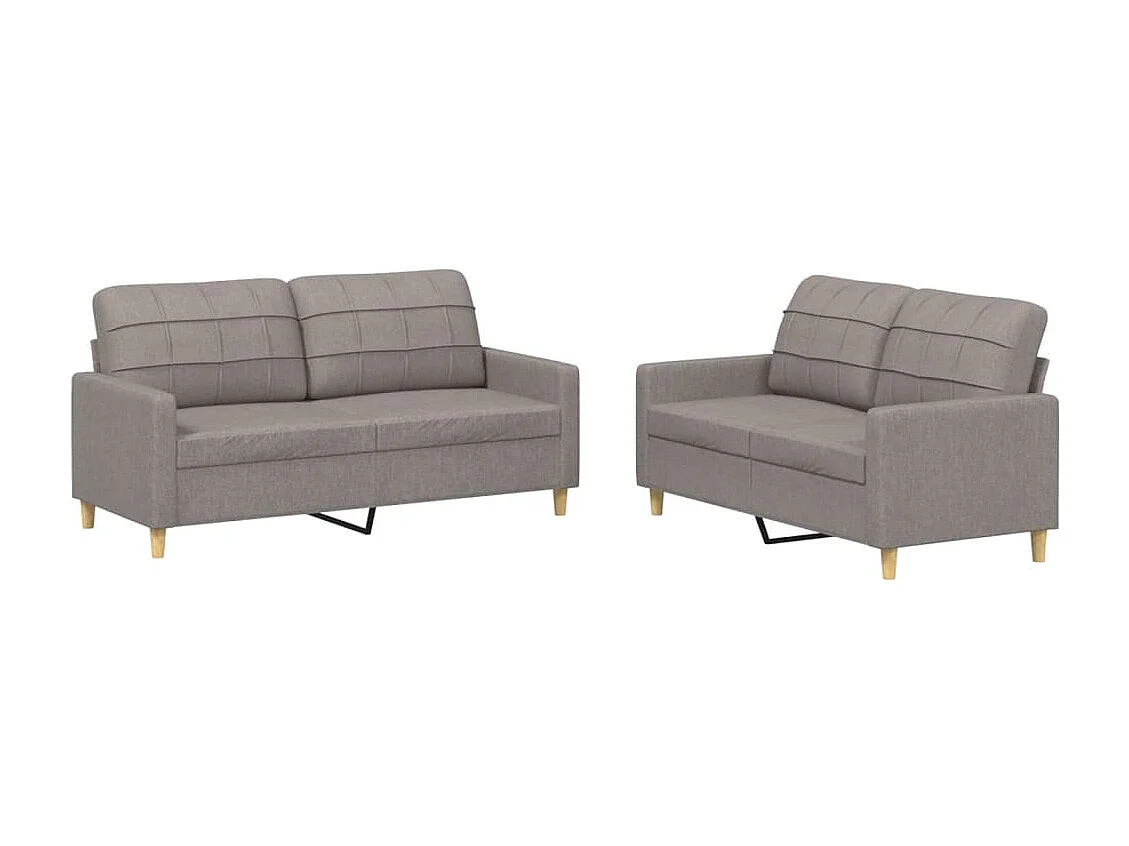 Ensemble de canapés 2 pcs avec coussins Taupe Tissu