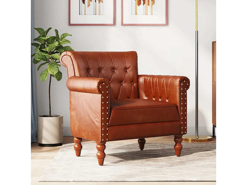 Fauteuil Marron Cuir de chèvre véritable