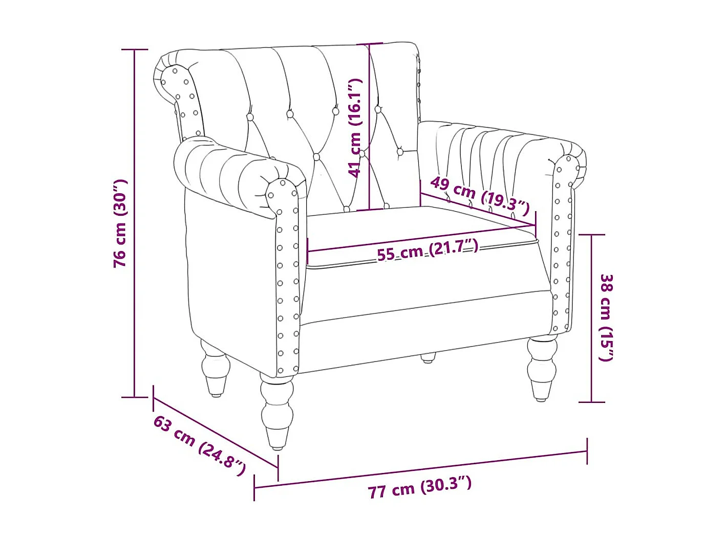 Fauteuil Marron Cuir de chèvre véritable