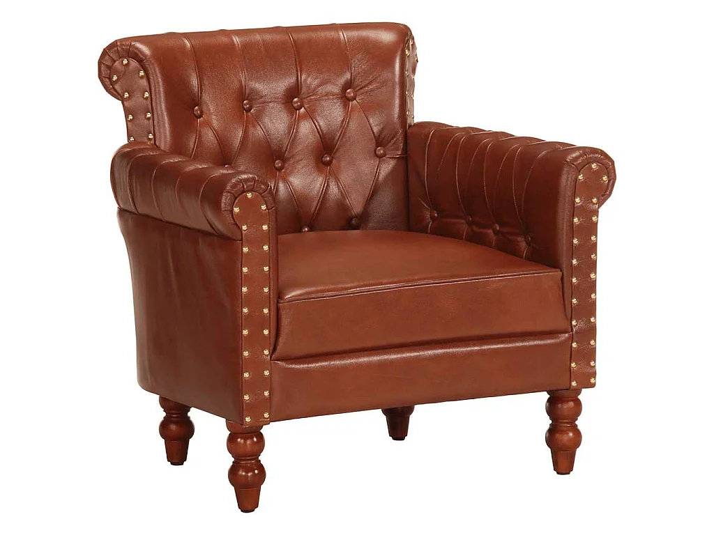 Fauteuil Marron Cuir de chèvre véritable