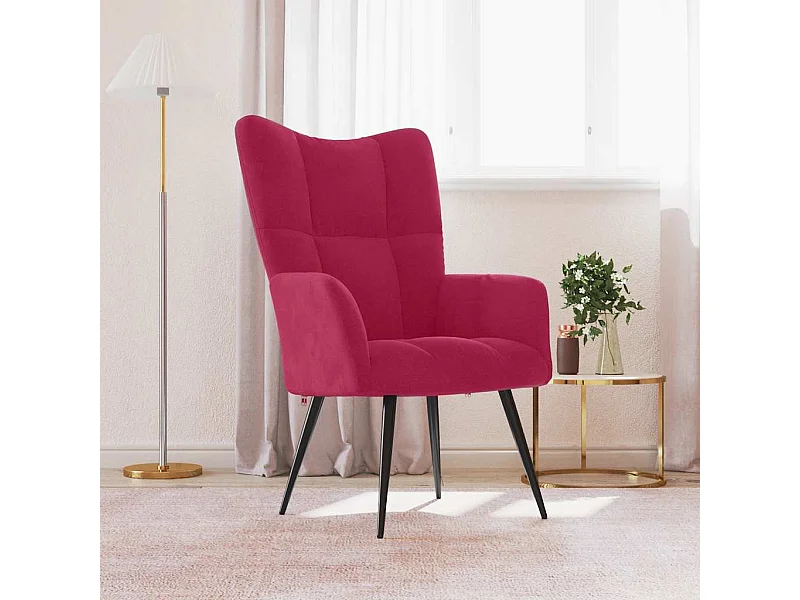 Sillón de relax de terciopelo rojo vino tinto