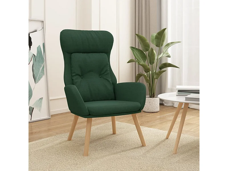 Chaise de relaxation Vert foncé Tissu