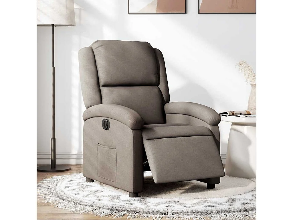 Sillón reclinable eléctrico tela gris taupé