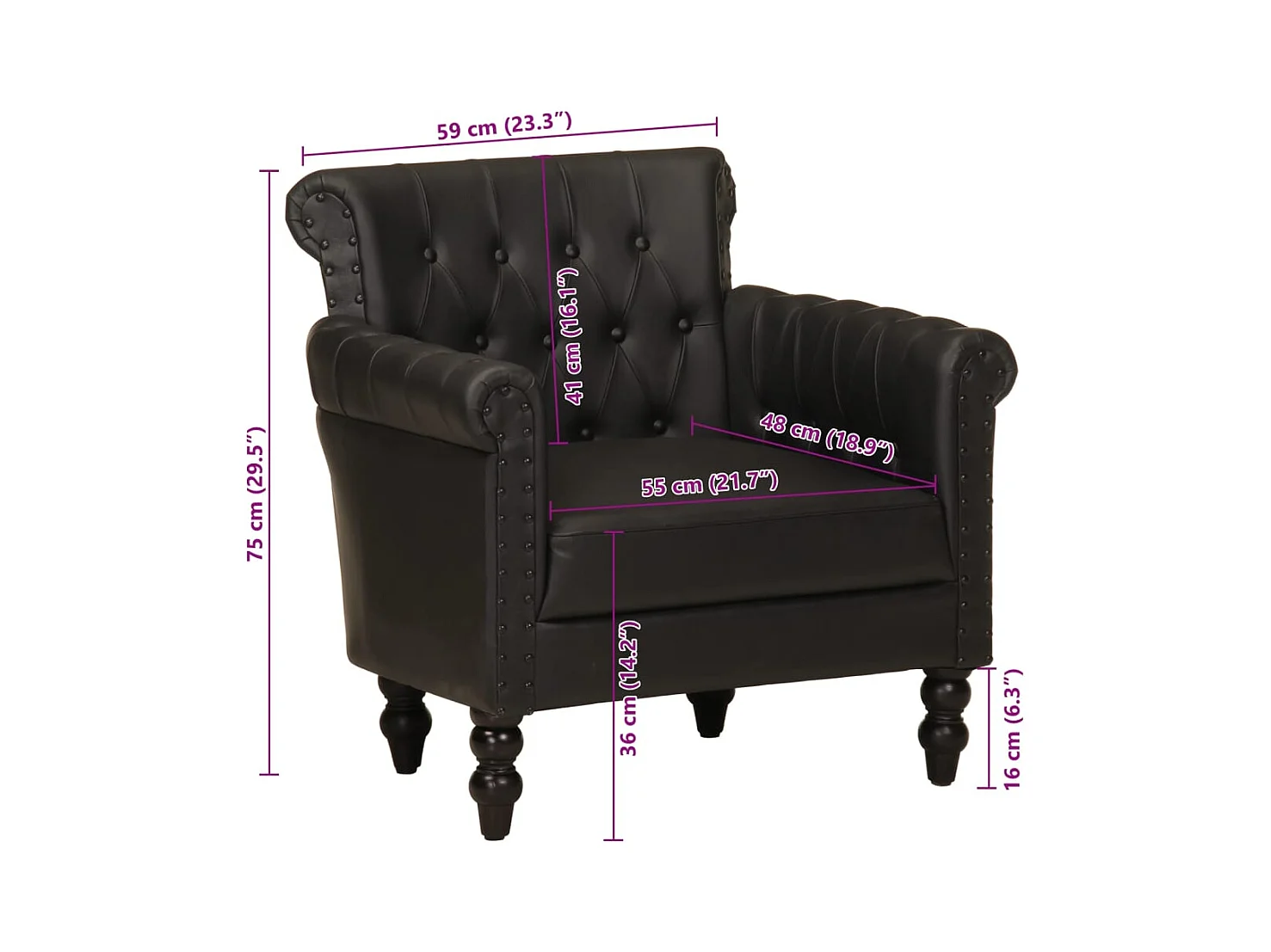 Fauteuil Noir Cuir de chèvre véritable