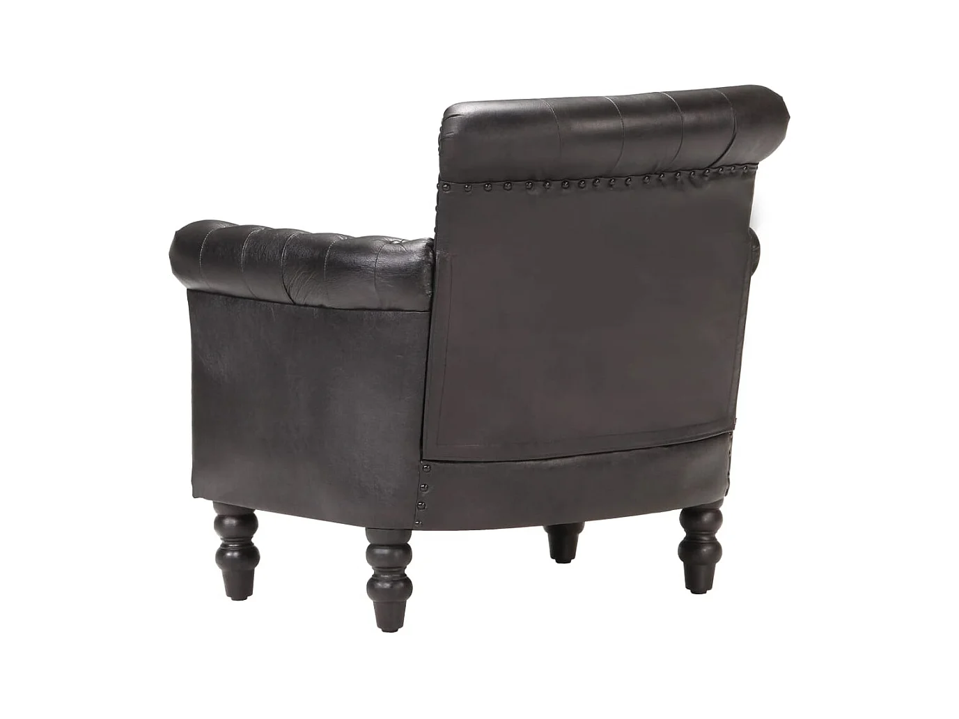 Sillón de cuero auténtico de cabra negro