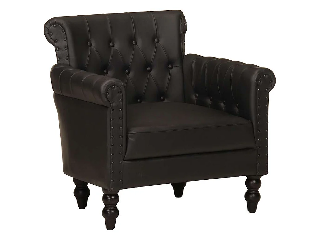 Sillón de cuero auténtico de cabra negro