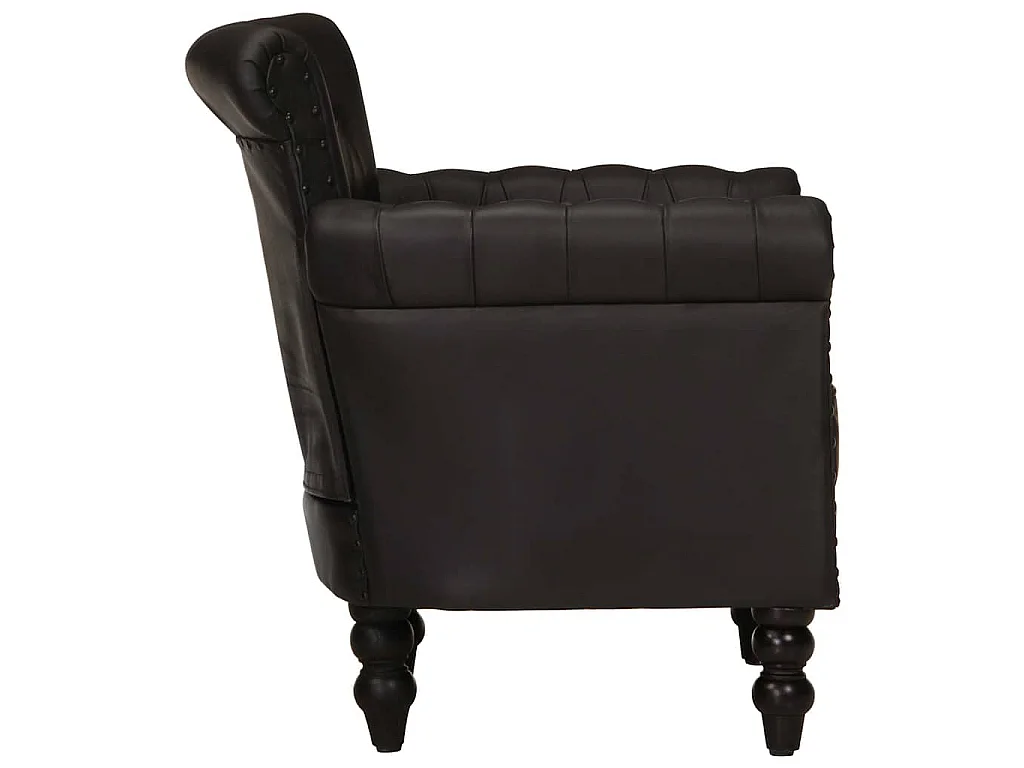 Sillón de cuero auténtico de cabra negro
