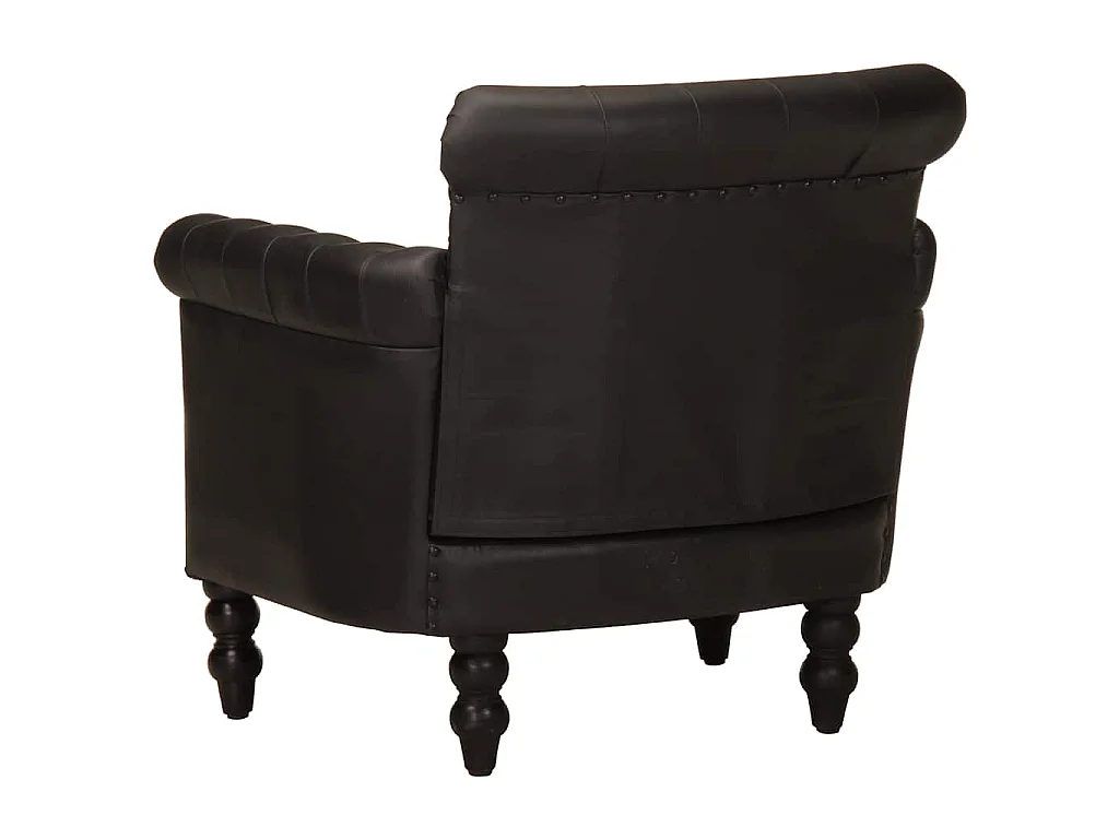 Sillón de cuero auténtico de cabra negro