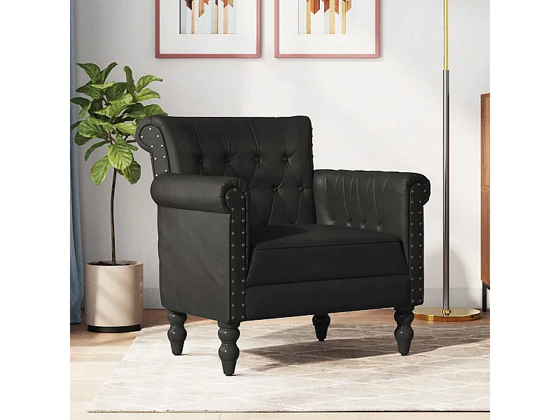 Fauteuil Noir Cuir de chèvre véritable