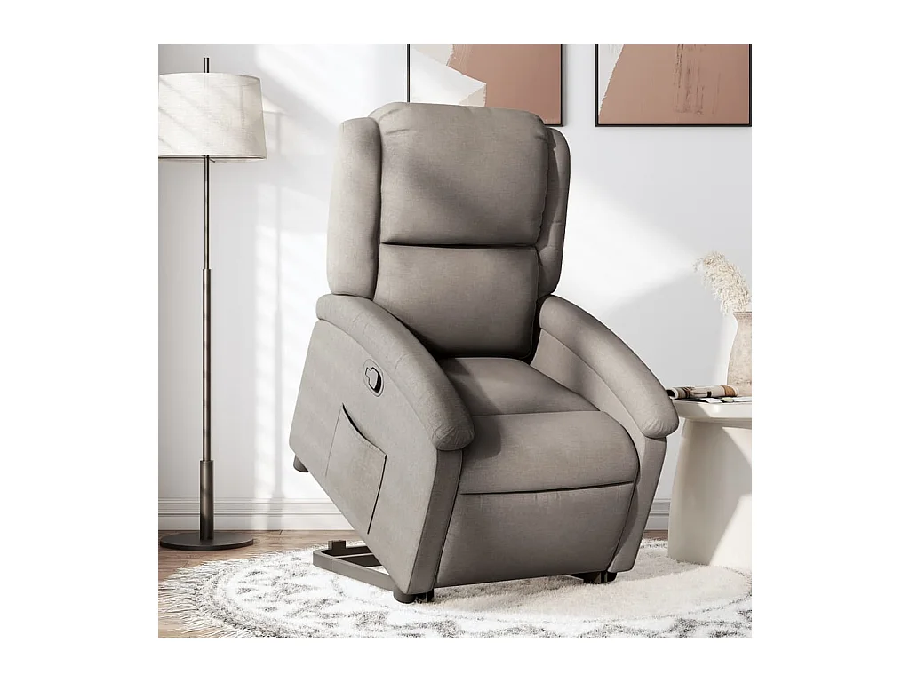 Sillón reclinable elevable tela gris taupe