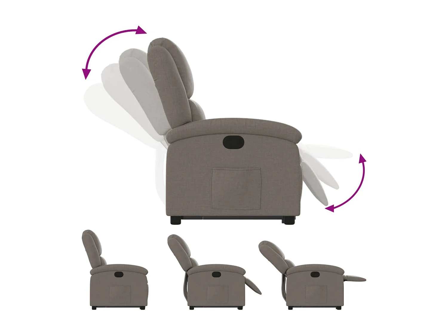 Fauteuil inclinable taupe tissu