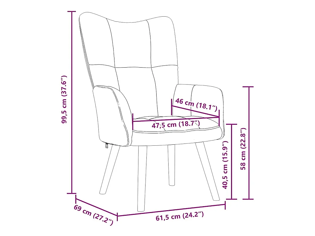 Relaxstoel fluweel wijnrood